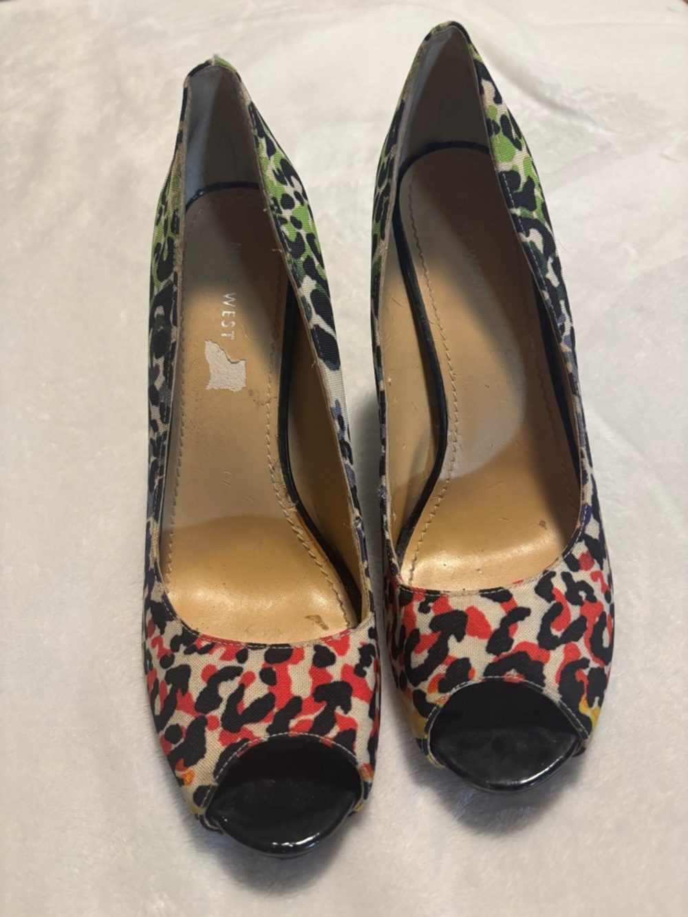 Nine West Multicolor Leopard-Print Peep-Toe Heels